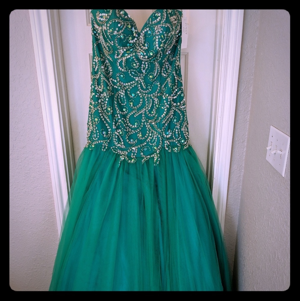 Strapless, floor length dress